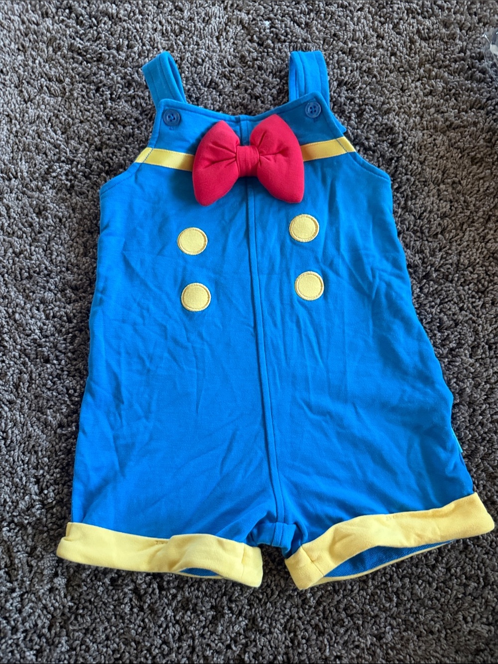 NWOT POSH PEANUT Donald Duck French Terry Short Overalls